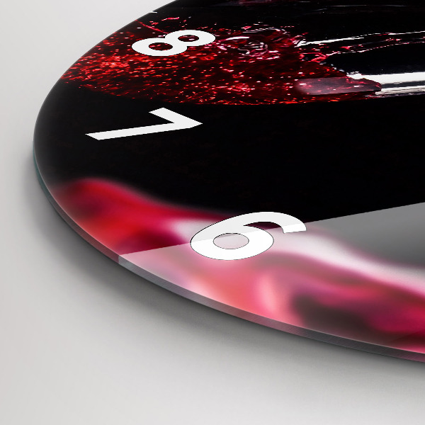 Kulaté skleněné hodiny s fotkou Červené víno