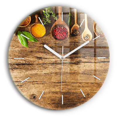 Kulaté skleněné hodiny s fotkou Lžičky s kořením