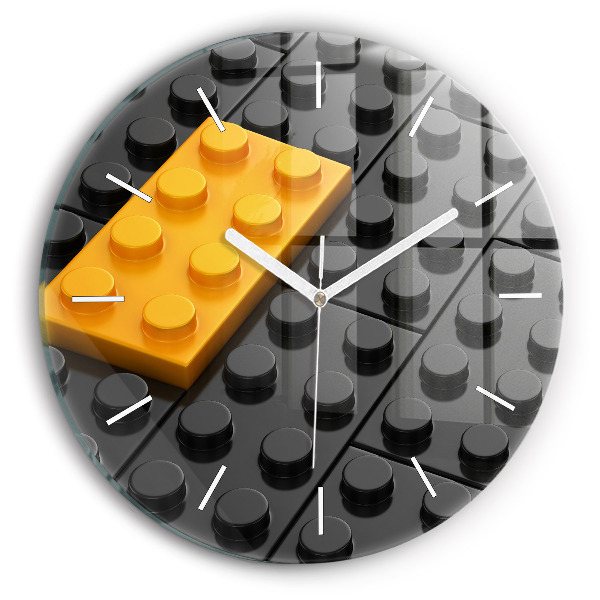 Kulaté skleněné hodiny s fotkou Kvádry na hraní