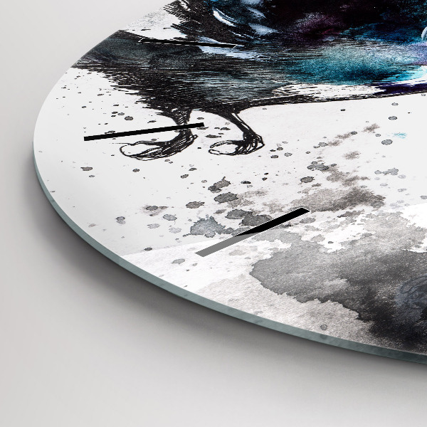 Kulaté skleněné hodiny s fotkou Malovaní ptáci