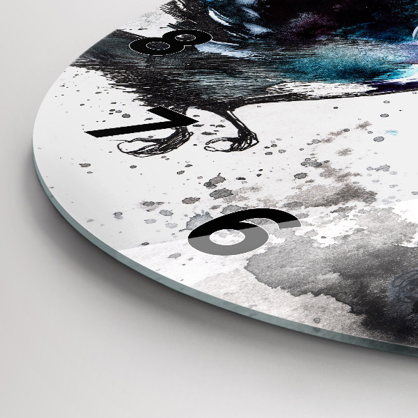 Kulaté skleněné hodiny s fotkou Malovaní ptáci