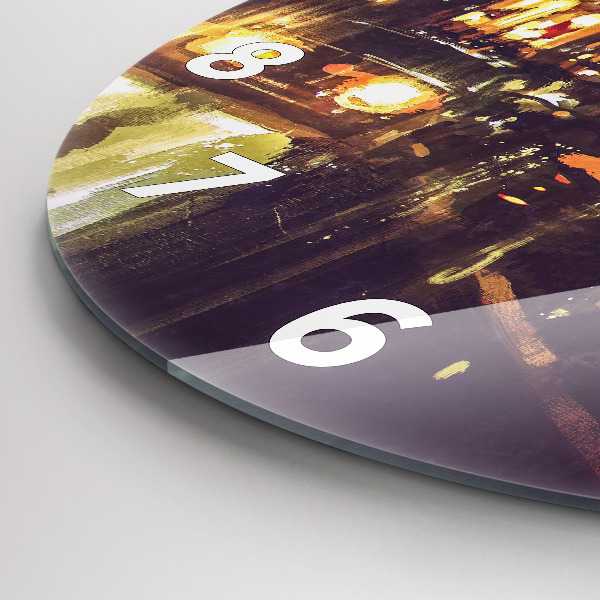 Kulaté skleněné hodiny s fotkou Malované město