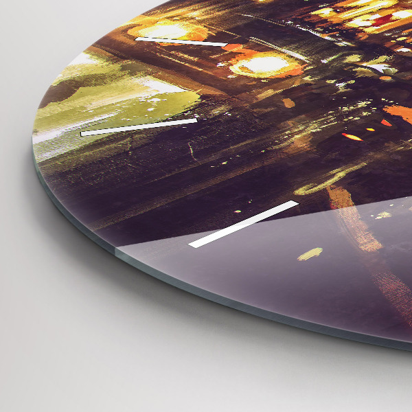 Kulaté skleněné hodiny s fotkou Malované město