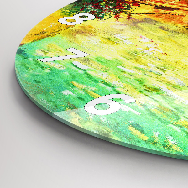 Kulaté skleněné hodiny s fotkou Benátský most Rialto