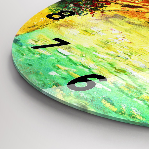 Kulaté skleněné hodiny s fotkou Benátský most Rialto