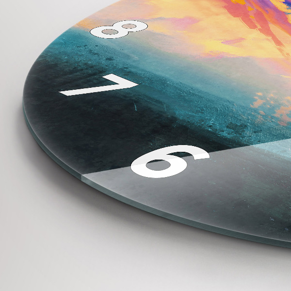 Kulaté skleněné hodiny s fotkou Abstraktní obloha