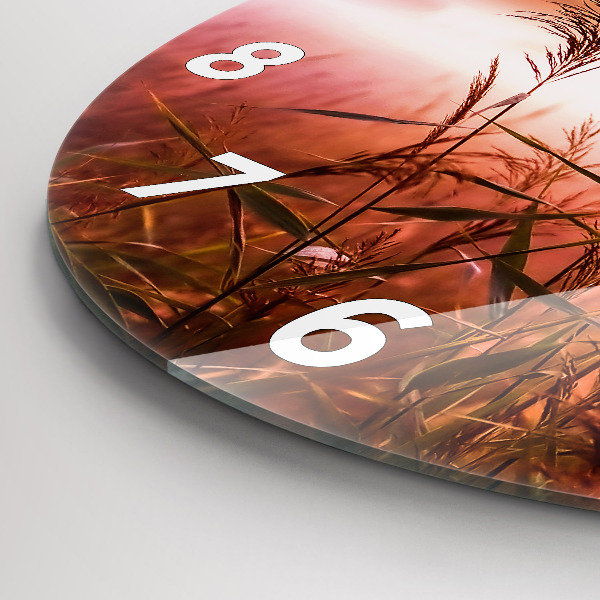 Kulaté skleněné hodiny s fotkou Mlhavé ráno