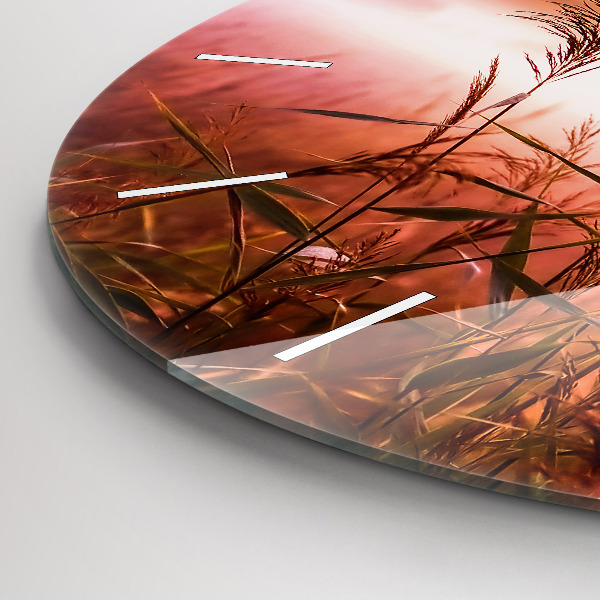 Kulaté skleněné hodiny s fotkou Mlhavé ráno