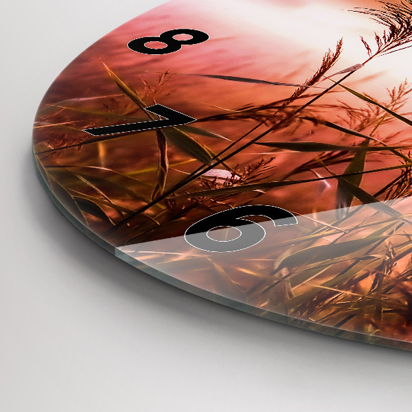 Kulaté skleněné hodiny s fotkou Mlhavé ráno