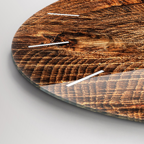 Kulaté skleněné hodiny s fotkou Starý kmen stromu