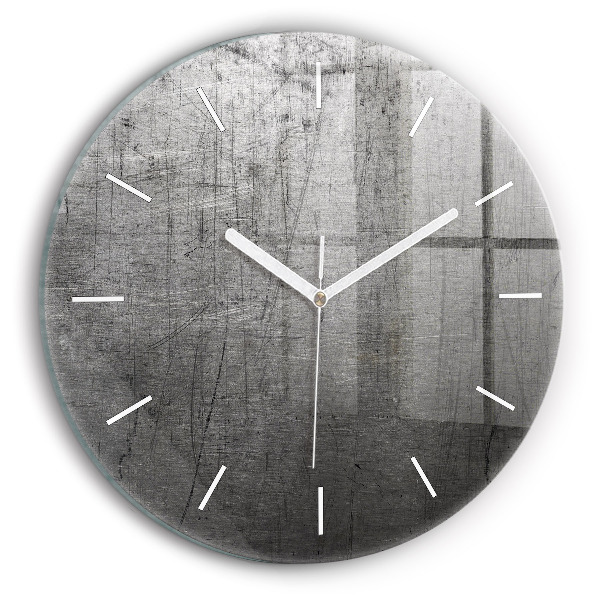 Kulaté skleněné hodiny s fotkou Kovová zeď