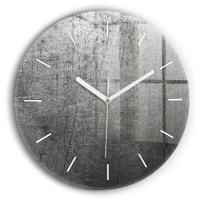 Kulaté skleněné hodiny s fotkou Kovová zeď