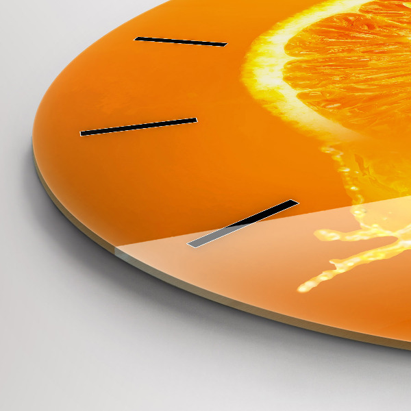 Kulaté skleněné hodiny s fotkou Oranžová