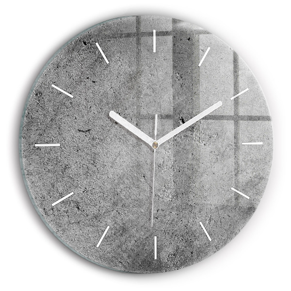 Kulaté skleněné hodiny s fotkou Průmyslová zeď