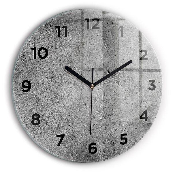 Kulaté skleněné hodiny s fotkou Průmyslová zeď