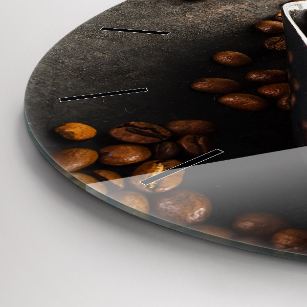 Kulaté skleněné hodiny s fotkou Pytel kávových zrn