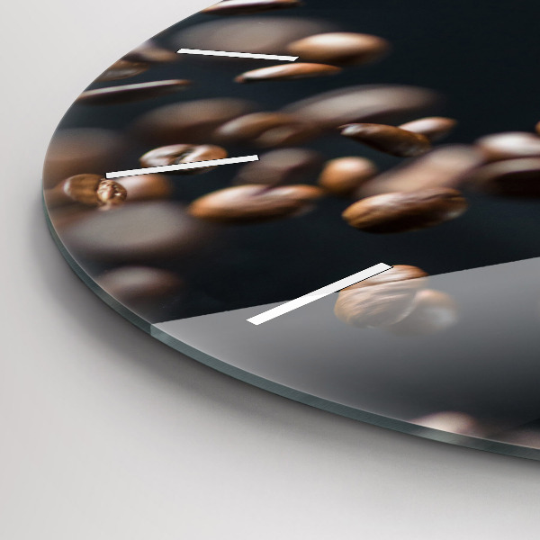 Kulaté skleněné hodiny s fotkou Kávová zrna