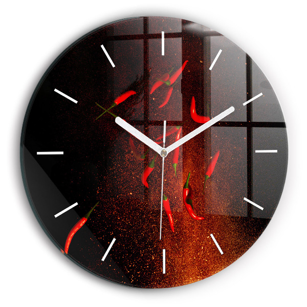 hodiny na skle Chilli papričky