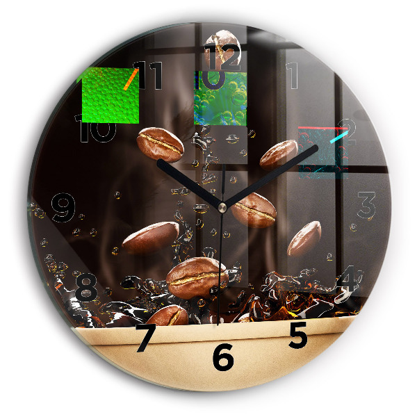 hodiny na skle Horká káva