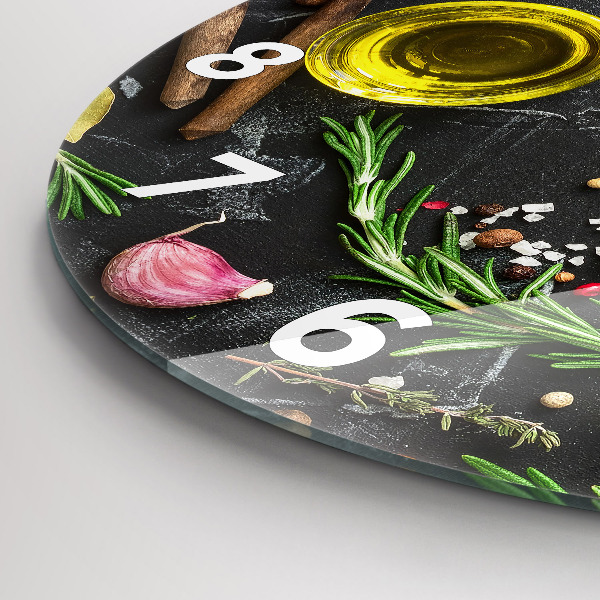 hodiny na skle Koření na pultu