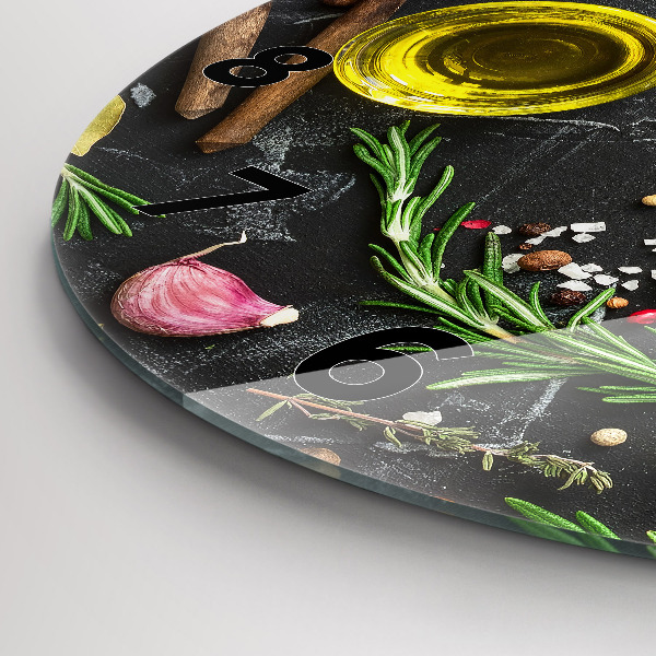 hodiny na skle Koření na pultu