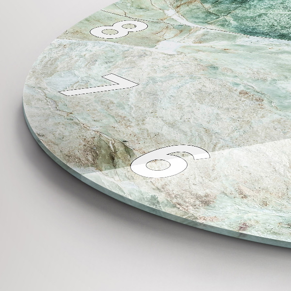 Kulaté skleněné hodiny s fotkou Textura mramorového kamene