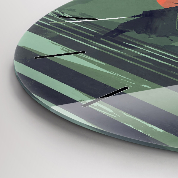 hodiny na skle Samuraj v lese