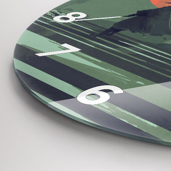 hodiny na skle Samuraj v lese