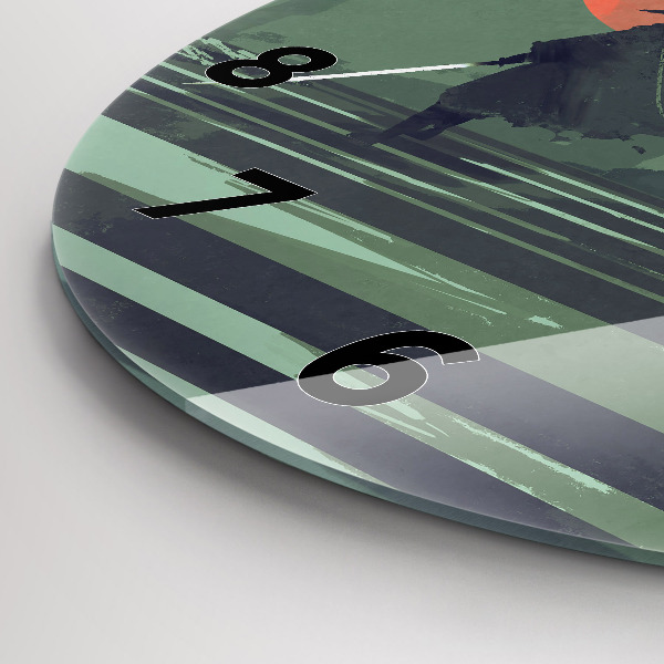 hodiny na skle Samuraj v lese