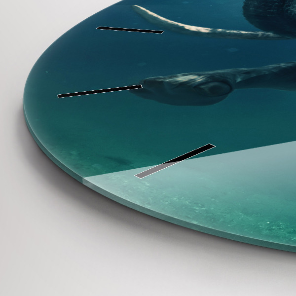 Kulaté skleněné hodiny s fotkou Plovoucí slon v oceánu