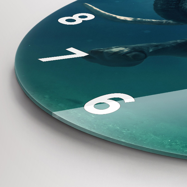 Kulaté skleněné hodiny s fotkou Plovoucí slon v oceánu