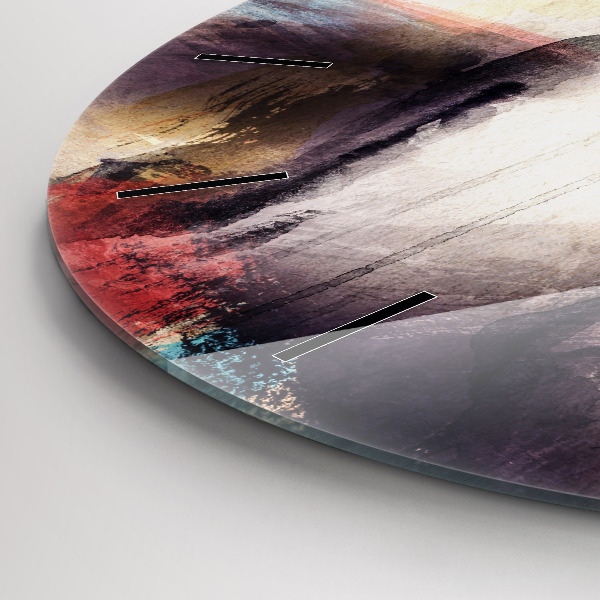 Kulaté skleněné hodiny s fotkou Abstraktní portrét ženy