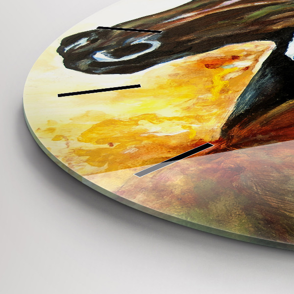 hodiny na skle Dva malovaní koně