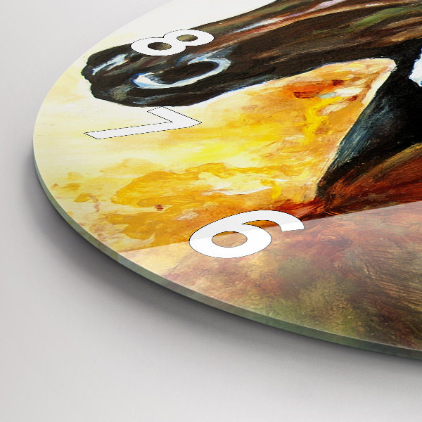 hodiny na skle Dva malovaní koně