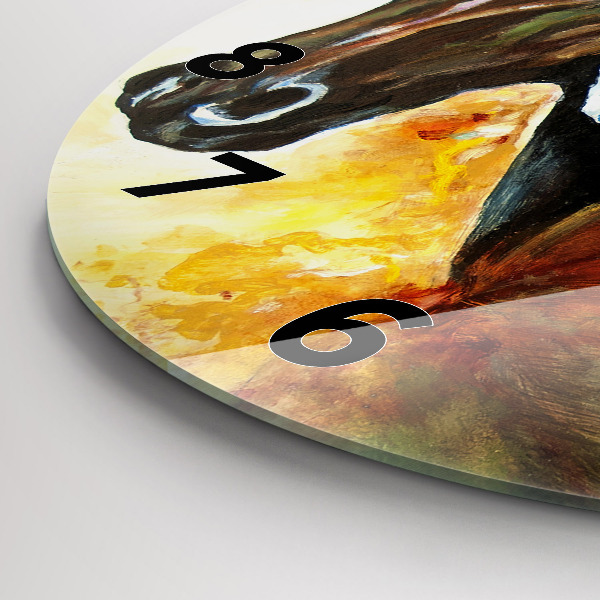 hodiny na skle Dva malovaní koně