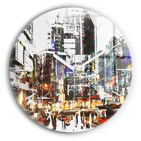 Kulaté skleněné hodiny s fotkou New York