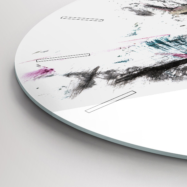 Kulaté skleněné hodiny s fotkou Profil malovaného vlka