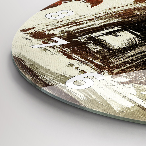 Kulaté skleněné hodiny s fotkou Žena v deštivé noci