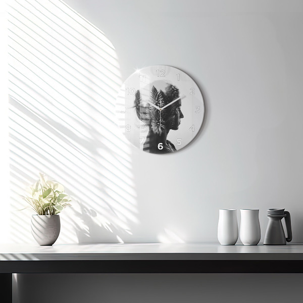 Kulaté skleněné hodiny s fotkou Portrét ženy