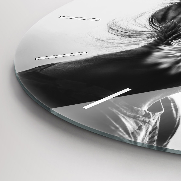 Kulaté skleněné hodiny s fotkou Portrét ženy