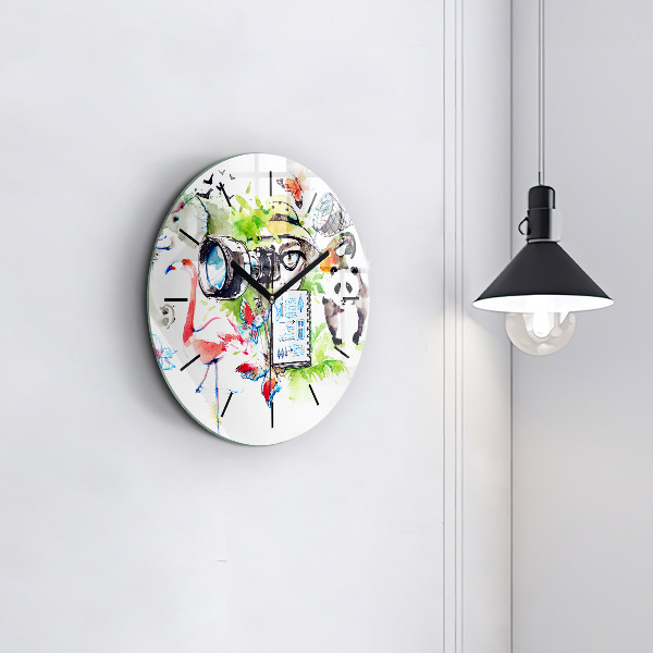 Kulaté skleněné hodiny s fotkou Zoolog