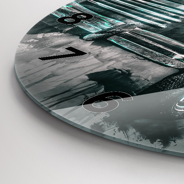 Kulaté skleněné hodiny s fotkou Old-School auto