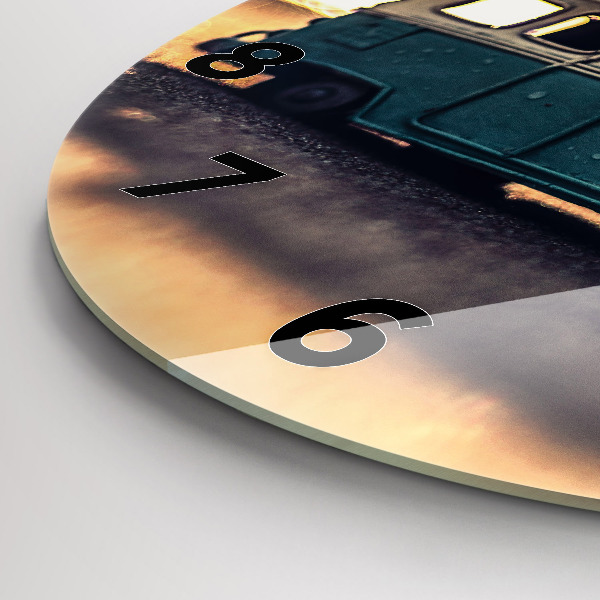 Kulaté skleněné hodiny s fotkou Táborník na pláži