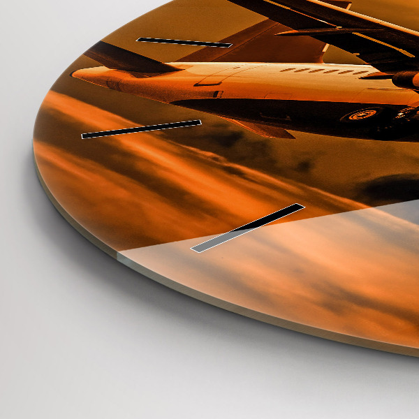 Kulaté skleněné hodiny s fotkou Cesta letadlem