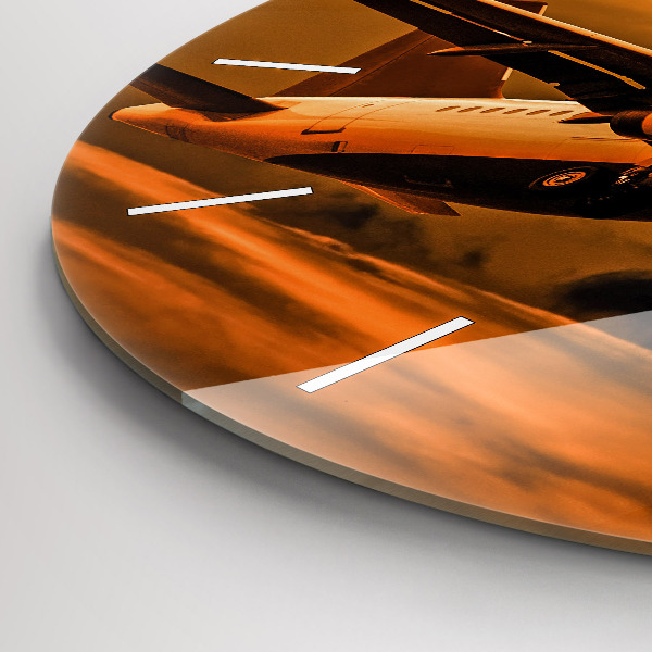 Kulaté skleněné hodiny s fotkou Cesta letadlem