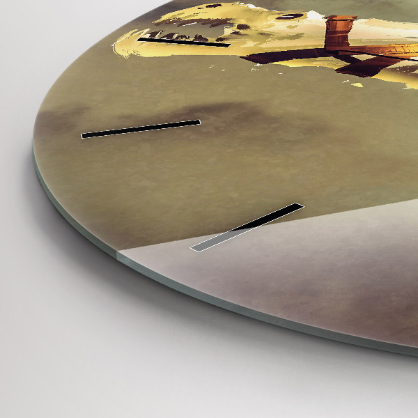 Kulaté skleněné hodiny s fotkou Ilustrace dračího jezdce