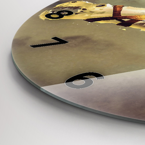 Kulaté skleněné hodiny s fotkou Ilustrace dračího jezdce