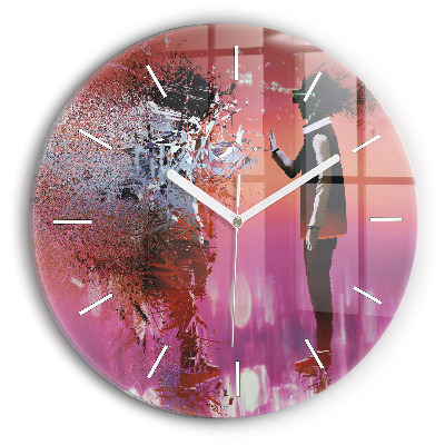 Kulaté skleněné hodiny s fotkou Kyberprostor