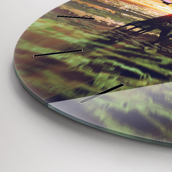 Kulaté skleněné hodiny s fotkou Koncert na pláži