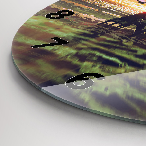 Kulaté skleněné hodiny s fotkou Koncert na pláži